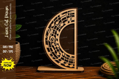 Musical Notes Half Mandala Laser Cut Svg Design SVG Regulrcrative 
