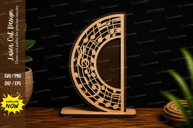 Musical Notes Half Mandala Laser Cut Svg Design SVG Regulrcrative 