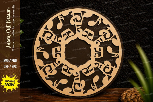Musical Notes Mandala Laser Cut Svg Design SVG Regulrcrative 