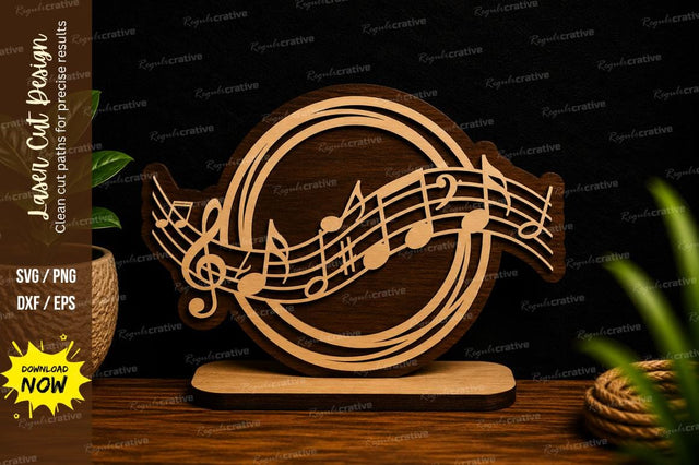 Musical Notes Wave Ornament Laser Cut Svg Design SVG Regulrcrative 