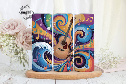 Musical Swirl 20oz Tumbler Wrap Sublimation sassyprint 