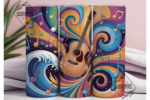 Musical Swirl 20oz Tumbler Wrap Sublimation sassyprint 