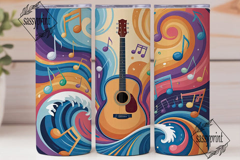 Musical Swirl 20oz Tumbler Wrap Sublimation sassyprint 