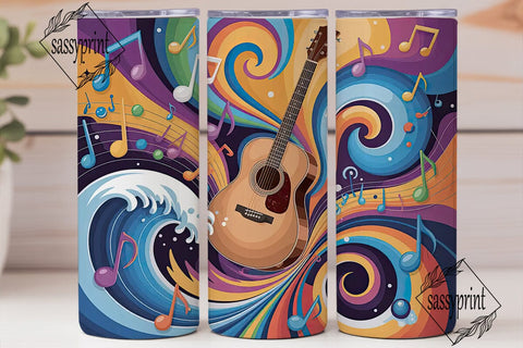 Musical Swirl 20oz Tumbler Wrap Sublimation sassyprint 