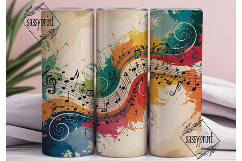 Musical Swirls 20oz Tumbler Wrap Sublimation sassyprint 