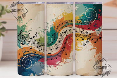 Musical Swirls 20oz Tumbler Wrap Sublimation sassyprint 