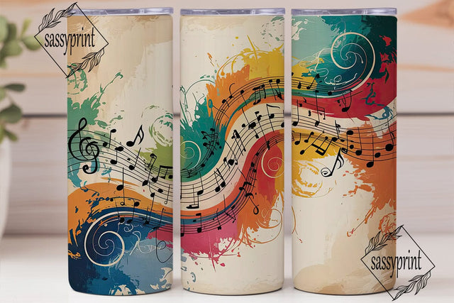 Musical Swirls 20oz Tumbler Wrap Sublimation sassyprint 