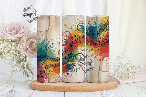 Musical Swirls 20oz Tumbler Wrap Sublimation sassyprint 
