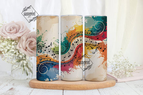 Musical Swirls 20oz Tumbler Wrap Sublimation sassyprint 