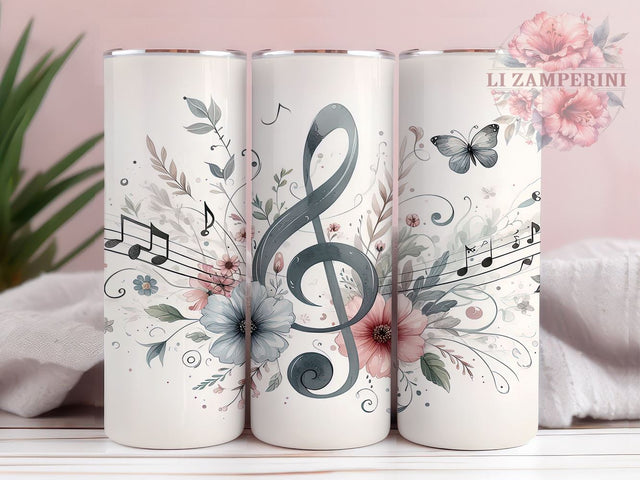Musical Tumbler, Music Lover Gift, Instrument Design, Sublimation PNG, 20oz Tumbler, Note Pattern Drinkware, Music Decor, Gift for Musicians Sublimation Li Zamperini 