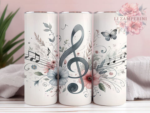Musical Tumbler, Music Lover Gift, Instrument Design, Sublimation PNG, 20oz Tumbler, Note Pattern Drinkware, Music Decor, Gift for Musicians Sublimation Li Zamperini 