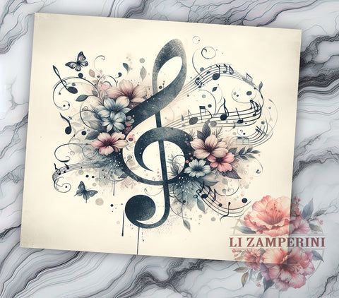 Musical Tumbler, Music Lover Gift, Instrument Design, Sublimation PNG, 20oz Tumbler, Note Pattern Drinkware, Music Decor, Gift for Musicians Sublimation Li Zamperini 