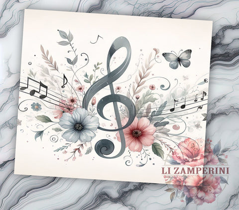 Musical Tumbler, Music Lover Gift, Instrument Design, Sublimation PNG, 20oz Tumbler, Note Pattern Drinkware, Music Decor, Gift for Musicians Sublimation Li Zamperini 