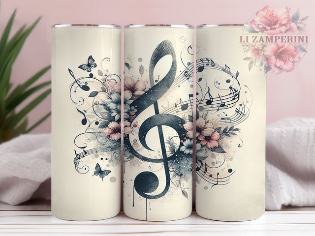 Musical Tumbler, Music Lover Gift, Instrument Design, Sublimation PNG, 20oz Tumbler, Note Pattern Drinkware, Music Decor, Gift for Musicians Sublimation Li Zamperini 