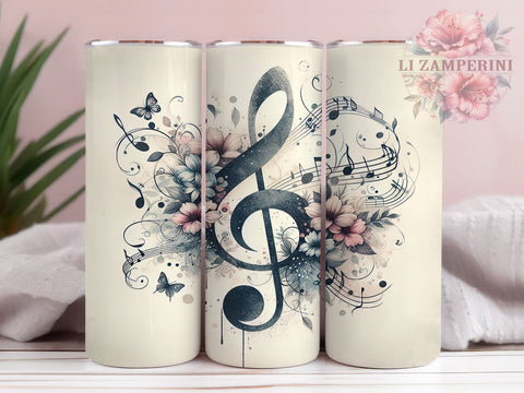 Musical Tumbler, Music Lover Gift, Instrument Design, Sublimation PNG, 20oz Tumbler, Note Pattern Drinkware, Music Decor, Gift for Musicians Sublimation Li Zamperini 