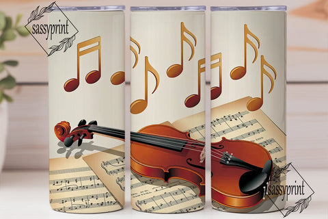 Musical Violin 20oz Tumbler Wrap Sublimation sassyprint 
