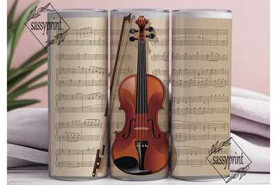 Musical Violin 20oz Tumbler Wrap Sublimation sassyprint 