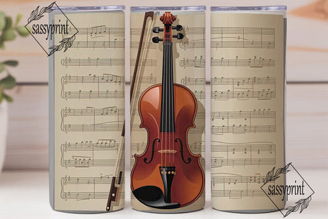 Musical Violin 20oz Tumbler Wrap Sublimation sassyprint 