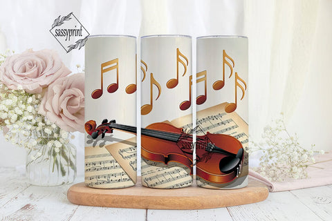 Musical Violin 20oz Tumbler Wrap Sublimation sassyprint 
