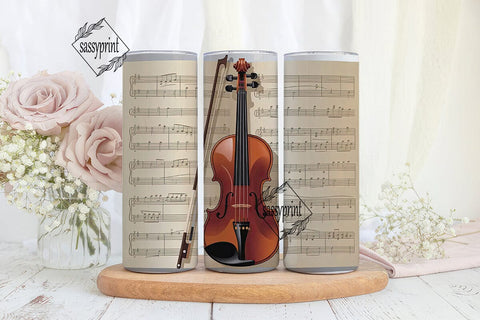 Musical Violin 20oz Tumbler Wrap Sublimation sassyprint 