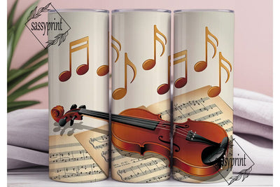 Musical Violin 20oz Tumbler Wrap Sublimation sassyprint 