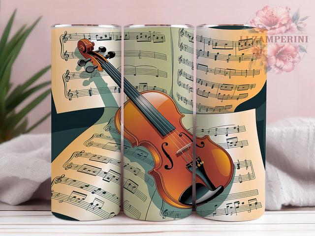 Musical Violin Lover Tumbler, Musical Notes Art, Music Lover Tumbler, Violin Aesthetic, Orchestra Theme, 20oz Tumbler, Sublimation Design Sublimation Li Zamperini 