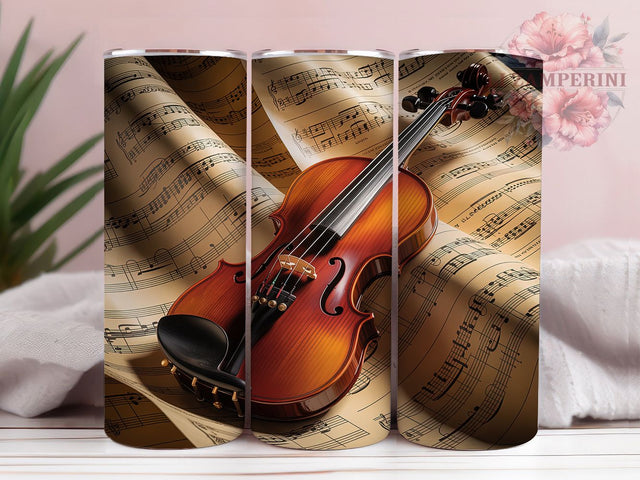 Musical Violin Lover Tumbler, Musical Notes Art, Music Lover Tumbler, Violin Aesthetic, Orchestra Theme, 20oz Tumbler, Sublimation Design Sublimation Li Zamperini 