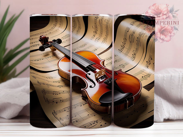 Musical Violin Lover Tumbler, Musical Notes Art, Music Lover Tumbler, Violin Aesthetic, Orchestra Theme, 20oz Tumbler, Sublimation Design Sublimation Li Zamperini 