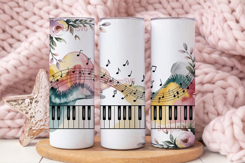 Musical Watercolor Flourish Tumbler Wrap Sublimation DesignSVG 