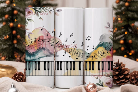 Musical Watercolor Flourish Tumbler Wrap Sublimation DesignSVG 