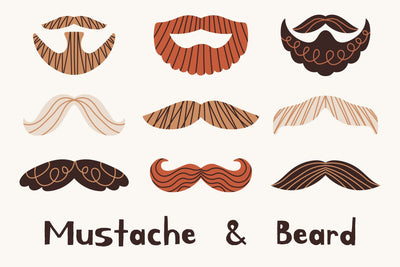 Mustache & Beard PNG Clipart Set Sublimation Rin Green 