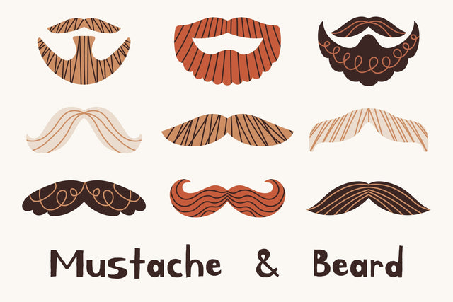 Mustache & Beard PNG Clipart Set Sublimation Rin Green 