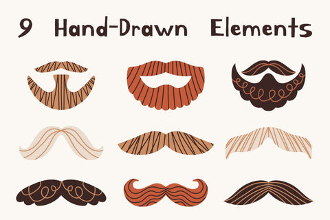 Mustache & Beard PNG Clipart Set Sublimation Rin Green 