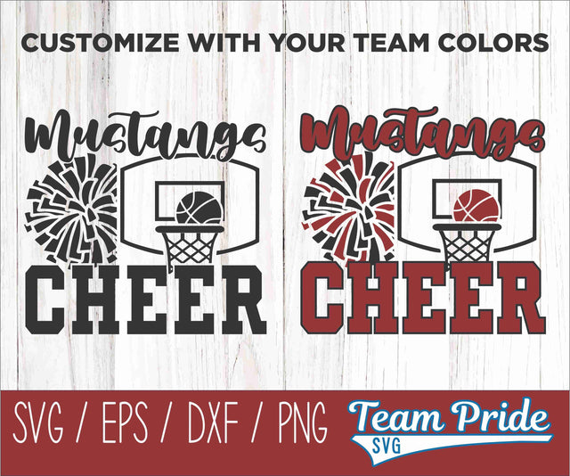 Mustang Basketball Cheer SVG Digital Download Printable - SVG, EPS, DXF, PNG SVG Team Pride SVG 