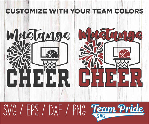 Mustang Basketball Cheer SVG Digital Download Printable - SVG, EPS, DXF, PNG SVG Team Pride SVG 