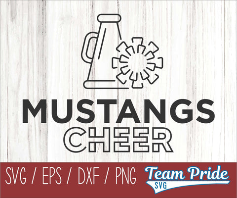 Mustangs Cheer Line Art SVG Digital Download Printable - SVG, EPS, DXF, PNG SVG Team Pride SVG 