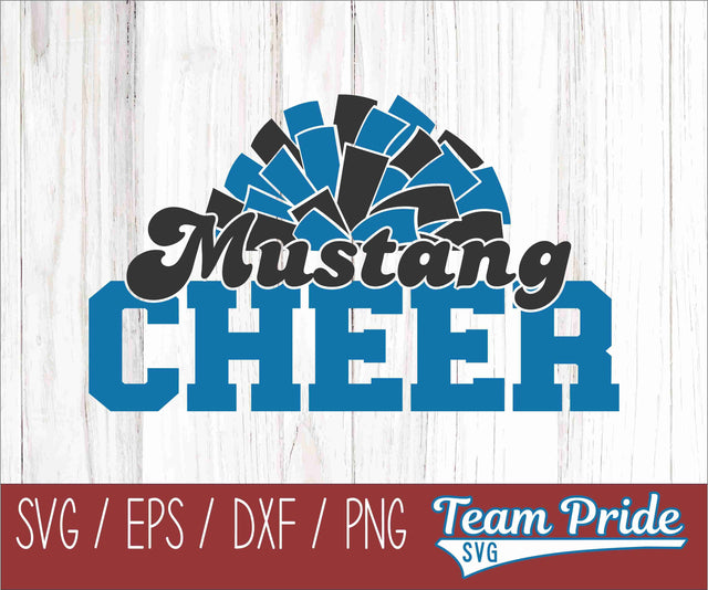 Mustangs Cheer Pom Pom SVG Digital Download Printable - SVG, EPS, DXF, PNG SVG Team Pride SVG 