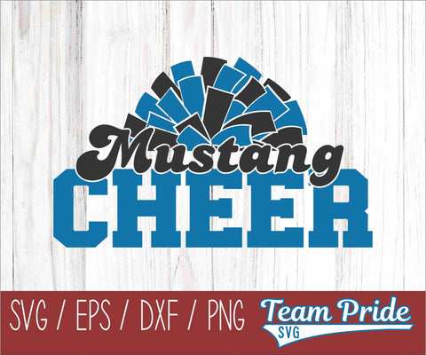 Mustangs Cheer Pom Pom SVG Digital Download Printable - SVG, EPS, DXF, PNG SVG Team Pride SVG 
