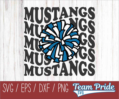 Mustangs Cheer Vintage Wave SVG Digital Download Printable - SVG, EPS, DXF, PNG SVG Team Pride SVG 
