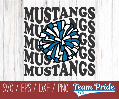 Mustangs Cheer Vintage Wave SVG Digital Download Printable - SVG, EPS, DXF, PNG SVG Team Pride SVG 