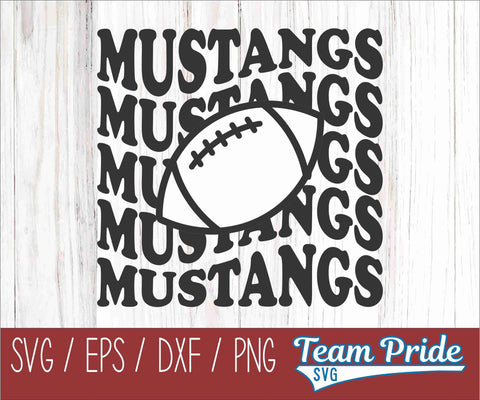 Mustangs Football Retro Wave SVG Digital Download Printable - SVG, EPS, DXF, PNG SVG Team Pride SVG 