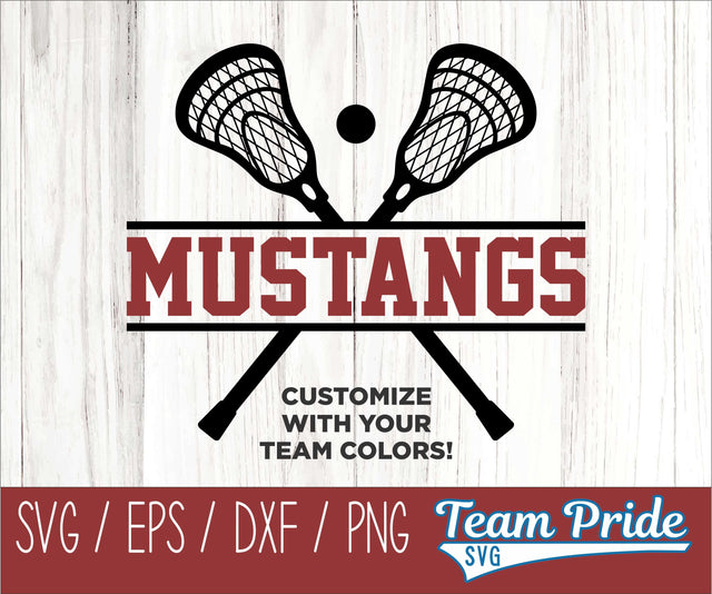 Mustangs Lacrosse SVG Digital Download Printable - SVG, EPS, DXF, PNG SVG Team Pride SVG 