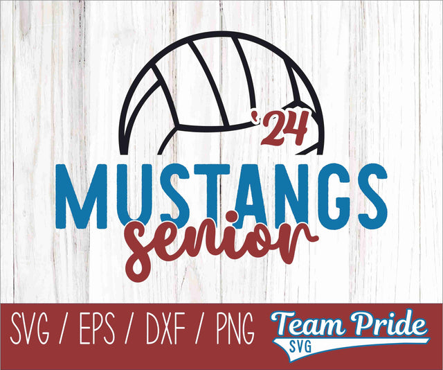 Mustangs Senior 2024 Volleyball SVG Digital Download Printable - SVG, EPS, DXF, PNG SVG Team Pride SVG 
