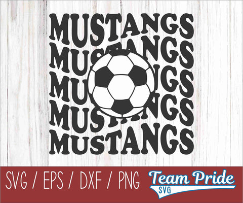 Mustangs Soccer Retro Wave SVG Digital Download Printable - SVG, EPS, DXF, PNG SVG Team Pride SVG 