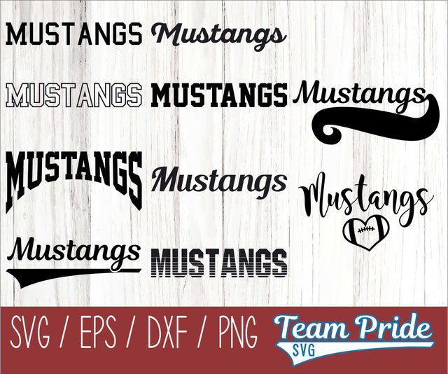 Mustangs SVG Bundle Digital Download Printable - SVG, EPS, DXF, PNG SVG Team Pride SVG 