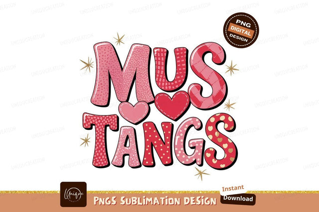 Mustangs Valentine Design Heart Sublimation Png Sublimation Designangry 
