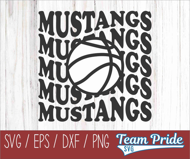 Mustangs Vintage Wave Basketball SVG Digital Download Printable - SVG, EPS, DXF, PNG SVG Team Pride SVG 