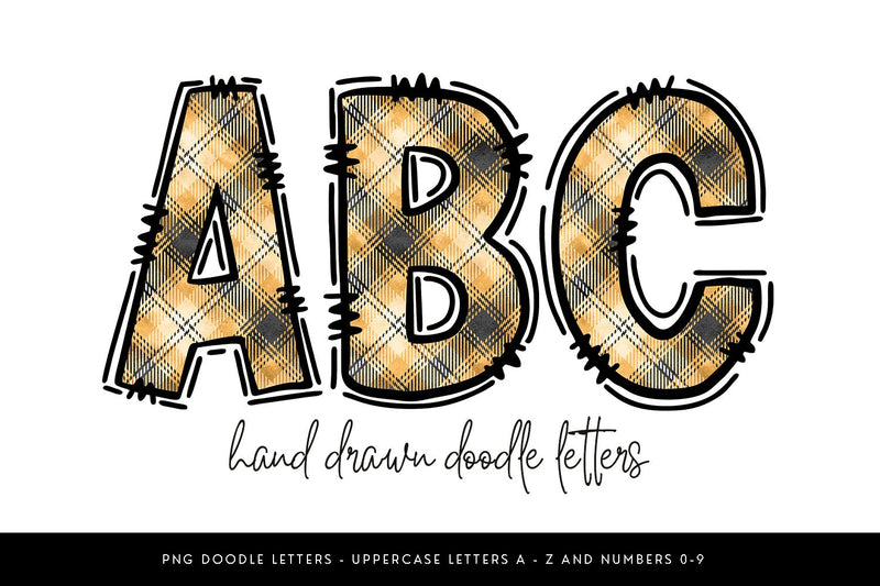 Mustard Yellow Plaid Alphabet PNG Letters Sublimation BijouBay 
