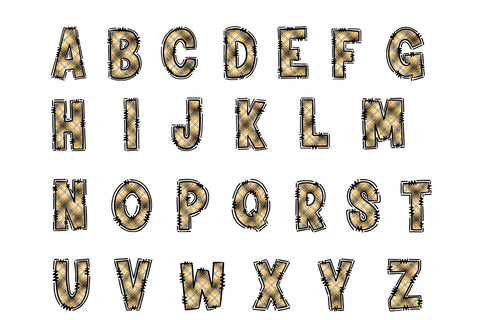 Mustard Yellow Plaid Alphabet PNG Letters Sublimation BijouBay 