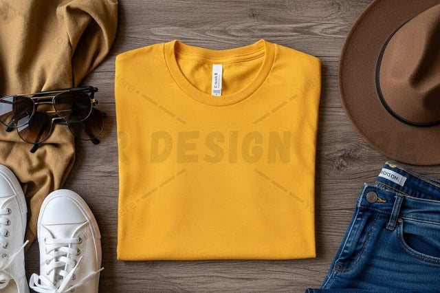 Mustard yellow t-shirt mockup design Mock Up Photo Regulrcrative 